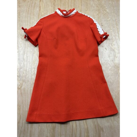 Vintage 60’s Orange Knit Mini Body GoGo Dress Sz M Scooby Doo Thelma Daphne - Picture 1 of 8